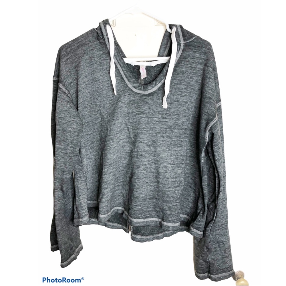 Grey cropped hooded sweatshirt